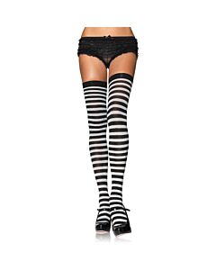 Leg avenue nylon striped thigh highs black-white