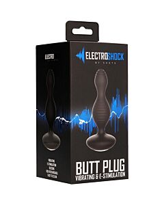E-stimulation vibrating buttplug - black
