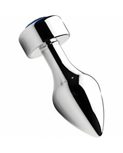 Aluminum plug with blue gem - medium