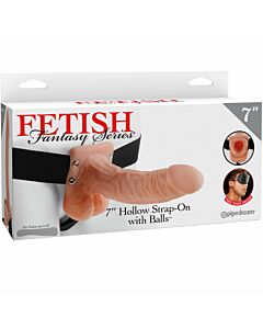 Fetish fantasy series 7" hollow strap-on with balls 17.8cm flesh