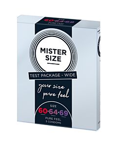 Mister Size - Pure Sensation Condoms 60, 64, 69 mm 3 Pack - Tester