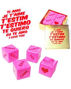 Erotic pink dice for couple games - I Love You Languages Box 4 Dice