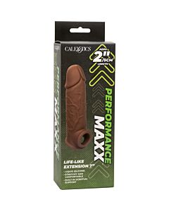 Life-Like 7" Penis Extension Sleeve - Brown - Enhance your pleasure