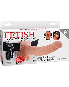 Vibr strap-on w balls 9 inch flesh