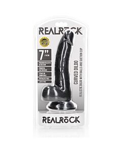 RealRock - Realistic Curved Dildo with Testicles and Suction Cup - 7''/18 cm
