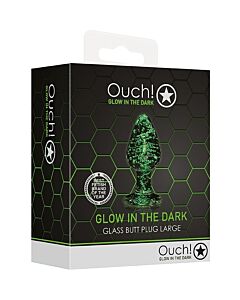 Ouch! Glow in the Dark Glass Anal Plug - Large Size