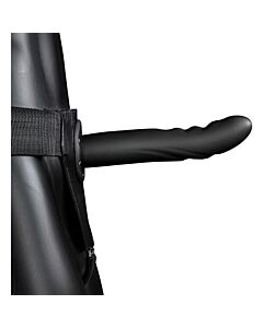 Ouch! Hollow Curved Textured Strap-On Harness - Black 20cm