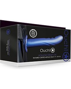 Ouch - Curved Textured Strap-On Harness - Metallic Blue