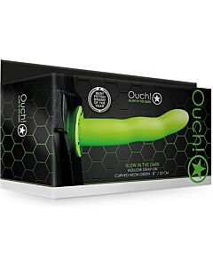 Ouch-Curved Hollow Strap-On 8''/20 cm - Glows in the Dark