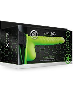 Ouch-Hollow Strap-On with Testicles - Glows in the Dark