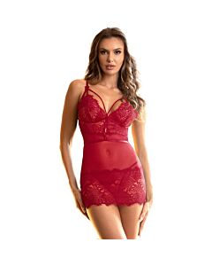 3XL Tight Red Wine Lace Chemise with Adjustable Straps