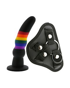 Rainbow Strap On Dildo