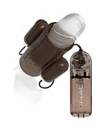 Dual vibrating penis sleeve - grey