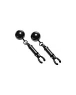 Black bomber nipple clamps with ball weights