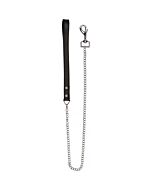 Leather handle chain lead negro