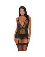 Caught you looking chemise with garter straps and panty black