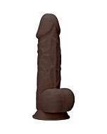 Silicone dildo with balls - 21,6 cm - brown
