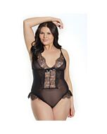 Sheer body with eyelash lace - black