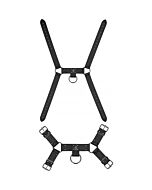 Ouch! skulls and bones - male harness with skulls & spikes - black