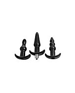 4 piece vibrating anal plug set - black