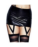 Revolver wetlook zipper garterbelt stocking set - black