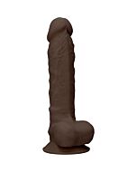 Silicone dildo with balls - 22,8 cm - brown