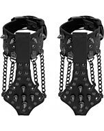 Ouch! skulls and bones - handcuffs with spikes and chains - black