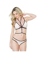 Lace, panties and harness set - black and white