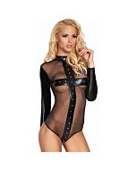 Junin mesh and wetlook cross body - black