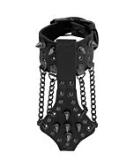 Ouch! skulls and bones - bracelet with spikes and chains - black