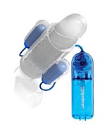 Dual vibrating penis sleeve - blue