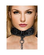 Luxury collar with leash black