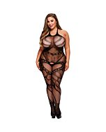 Crotchless jacquard bodystocking