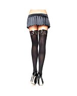 Leg avenue opaque thigh highs with corset lace top black