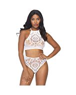 Crop top and high waist thong - white
