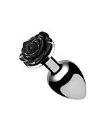 Black rose butt plug - small - black