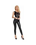 Paulista wetlook catsuit with gold accents  black
