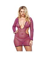 Leg avenue striped fishnet mini dress plus size