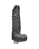 25 cm realistic vibrating dildo with balls - black