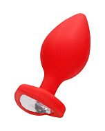Diamond heart butt plug - extra large - red