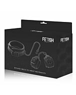 Fetish submissive  collar and wrist cuffs vegan leather