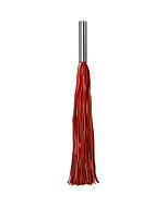 Leather whip metal long - red