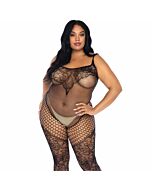 Leg avenue lace and net tank bodystocking plus size