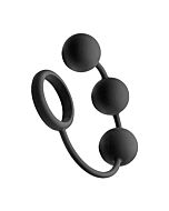 Silicone cock ring with 3 weighted balls