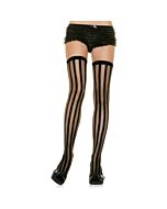 Leg avenue sheer stockings with black opaque vertical stripes