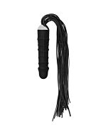 Whip with realistic silicone dildo - black