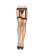 Leg avenue fence net lace top stockings with lace gaterbelt plus size