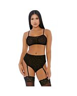Lustful leopard cami lingerie set negro