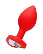 Diamond heart butt plug - large - red