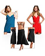 Kiss and Cherry Set: Turquoise and Red Pareos + Black Skirt Pareo